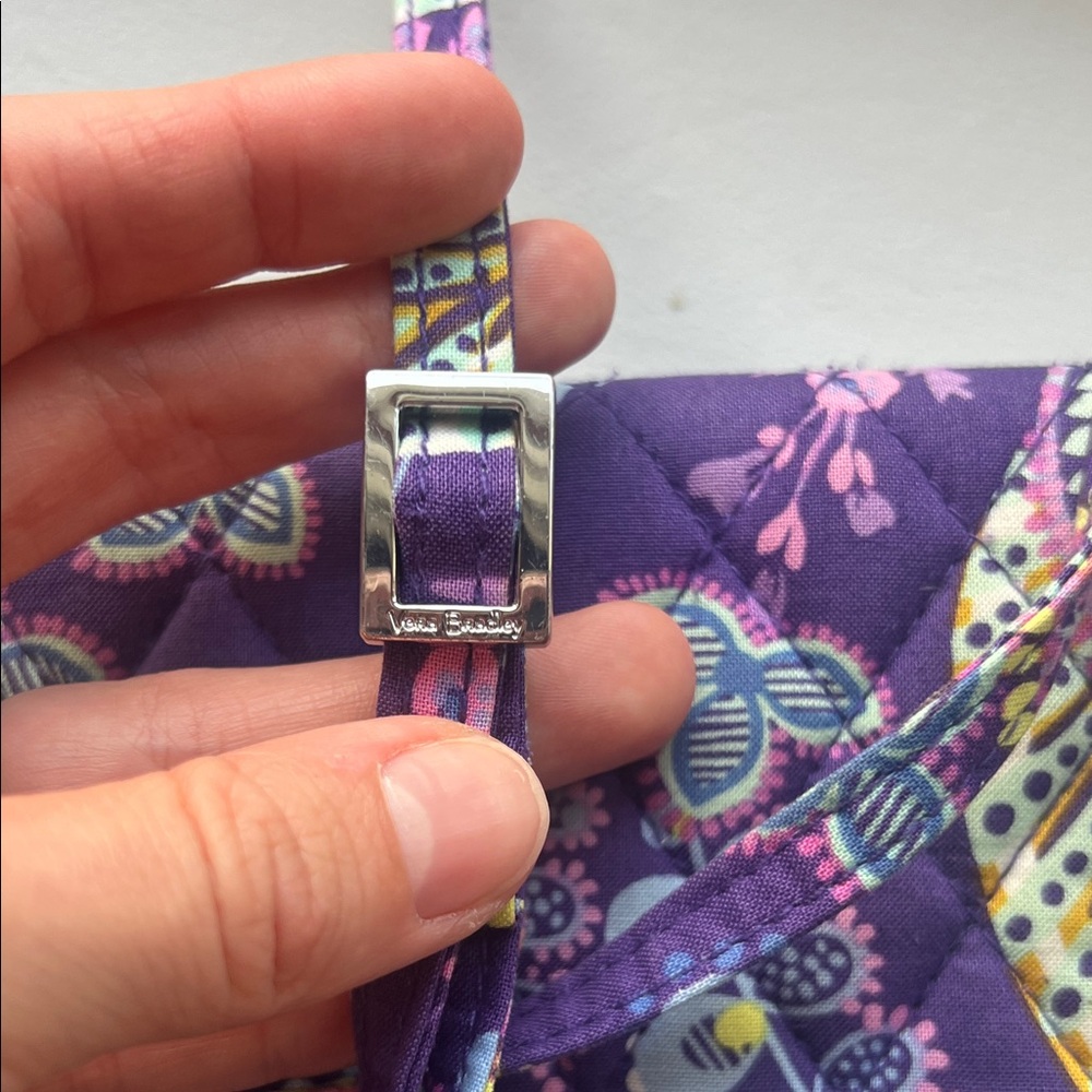 Quilted Purple Patterned Crossbody Wallet - Vera Bradley Style - Picture 7 of 7